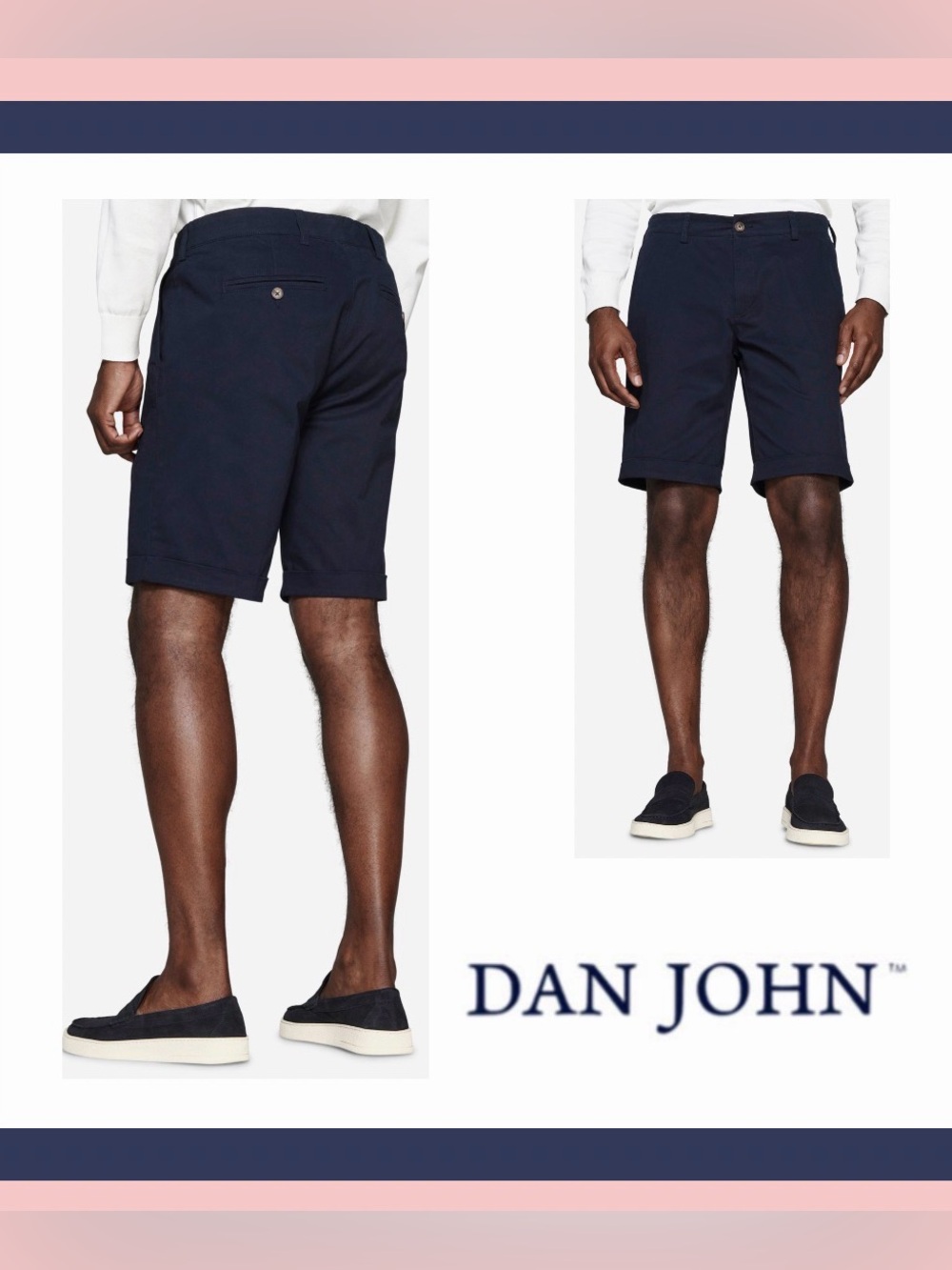 Dan John Navy Blue Cotton/Elastane Chino Bermuda Shorts Size 46